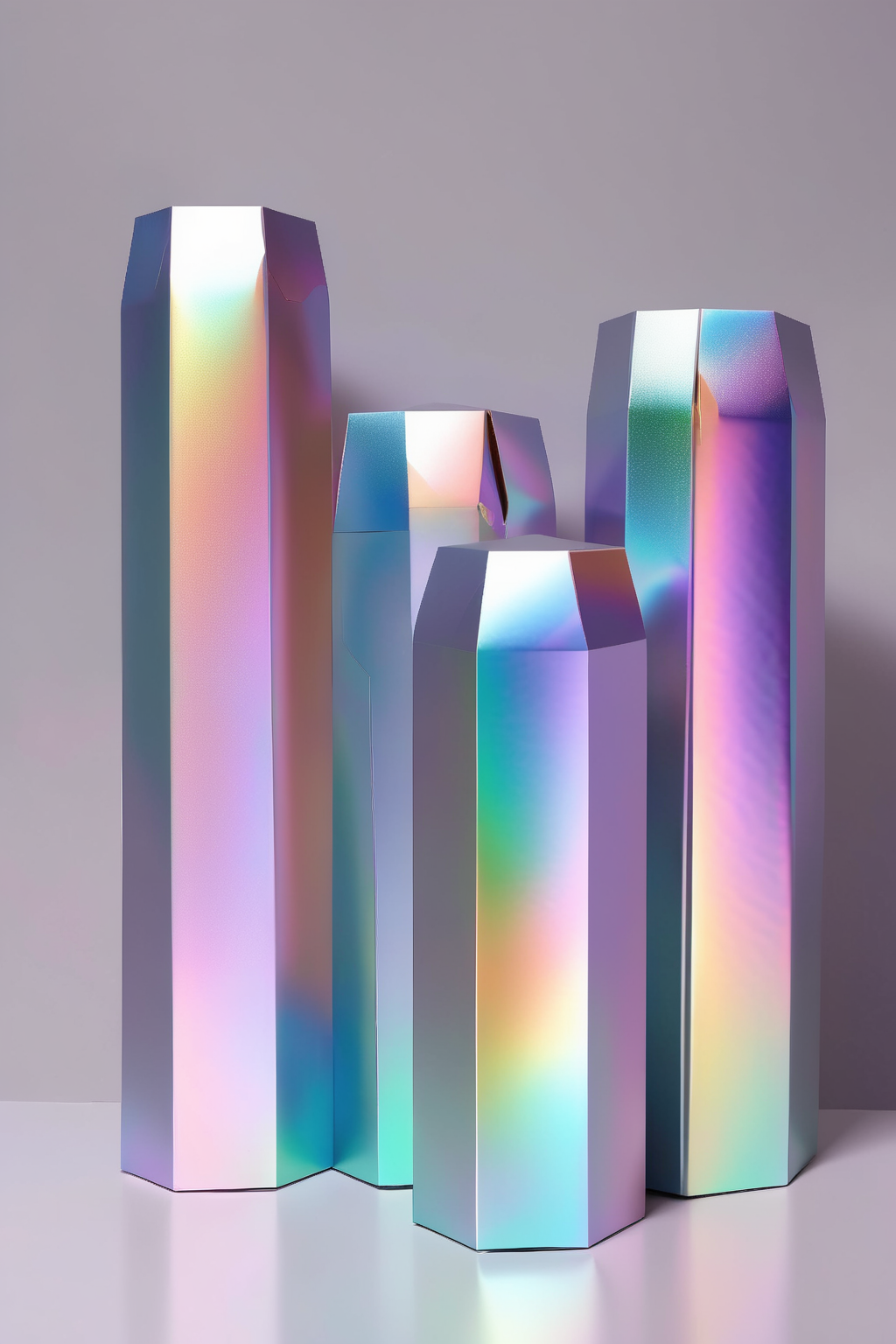 00585-2487772933-_lora_Made Of Iridescent Foil_1_Made Of Iridescent Foil - a gift packaging with hexagonal column shape, the packaging is using i.png